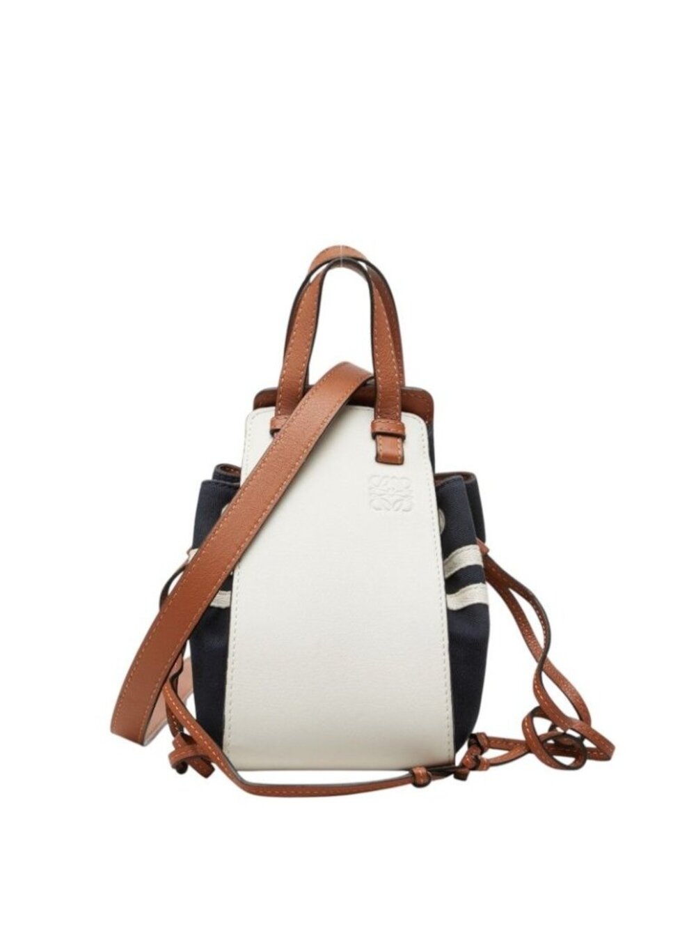 Loewe Anagram Hammock Sailor Small 2-Way Shoulder Bag White Navy Canvas Leather